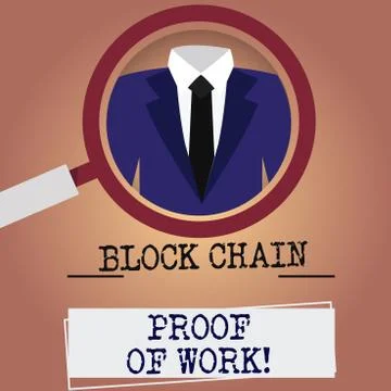 Writing note showing Block Chain Proof Of Work. Business photo showcasing Stock-Illustration