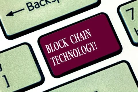 Writing note showing Block Chain Technology. Business photo showcasing Digital 스톡 사진