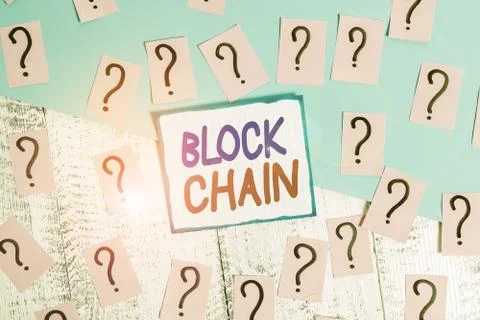 Writing note showing Block Chain. Business photo showcasing system in which a 스톡 사진