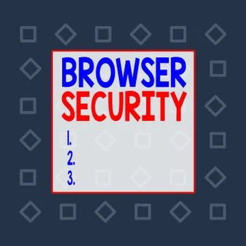Writing note showing Browser Security. Business photo showcasing security to web Stockillustratie
