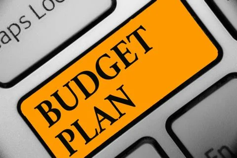 Writing note showing Budget Plan. Business photo showcasing financial schedule 스톡 사진