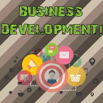 Writing note showing Business Development. Business photo showcasing Develop and イラスト素材