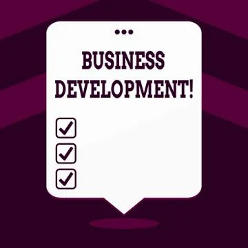 Writing note showing Business Development. Business photo showcasing pursuing Illustrazione stock