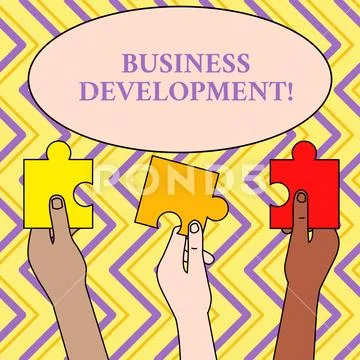 Writing note showing Business Development. Business photo showcasing Implement Stock Illustration