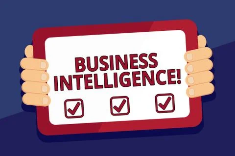 Writing note showing Business Intelligence. Business photo showcasing strategies Stock Illustration