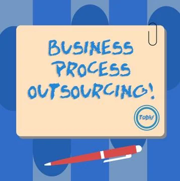 Writing note showing Business Process Outsourcing. Business photo showcasing Stock Illustration