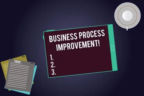 Writing note showing Business Process Improvement. Business photo showcasing 스톡 일러스트