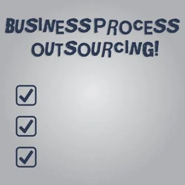 Writing note showing Business Process Outsourcing. Business photo showcasing Stockillustratie