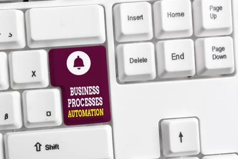 Writing note showing Business Processes Automation. Business photo showcasing 스톡 사진