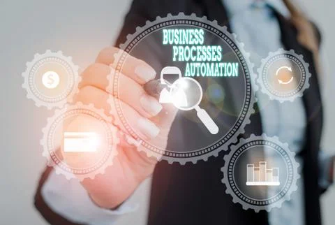 Writing note showing Business Processes Automation. Business photo showcasing 스톡 사진
