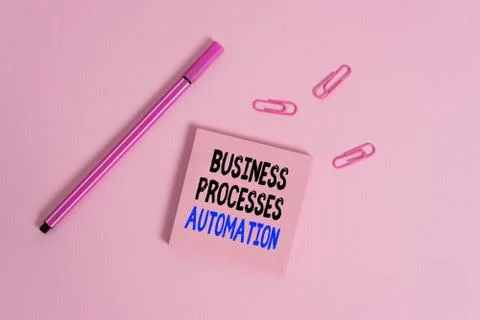 Writing note showing Business Processes Automation. Business photo showcasing 스톡 사진