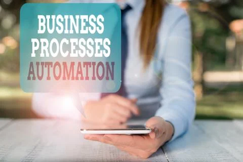 Writing note showing Business Processes Automation. Business photo showcasing 스톡 사진