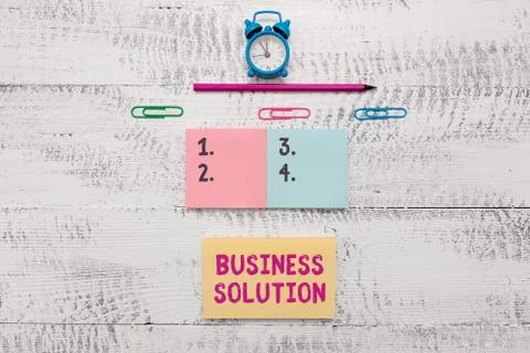 Writing note showing Business Solution. Business photo showcasing Services that Stock Photos