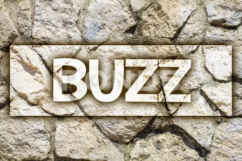 Writing note showing Buzz. Business photo showcasing Hum Murmur Drone Fizz R Stock Photos