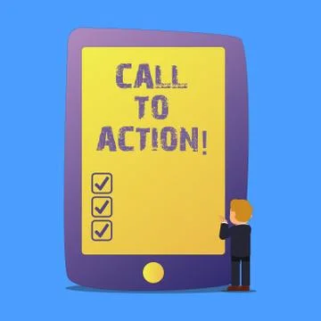 Writing note showing Call To Action. Business photo showcasing Encourage Illustrazione stock