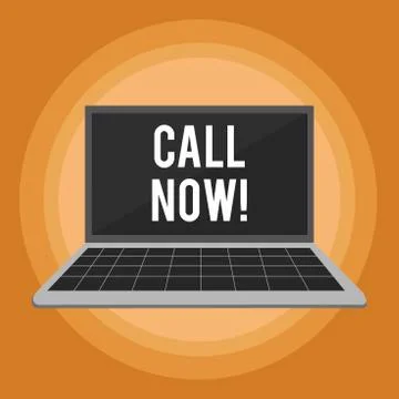 Writing note showing Call Now. Business photo showcasing announce proclaim or Stock Illustration