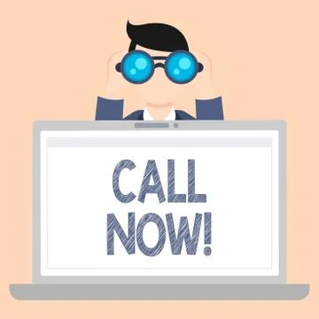 Writing note showing Call Now. Business photo showcasing announce proclaim or Stock Illustration