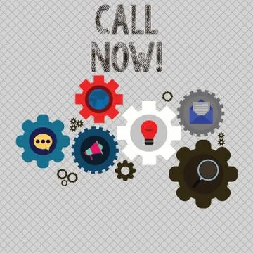 Writing note showing Call Now. Business photo showcasing announce proclaim or Stock Illustration