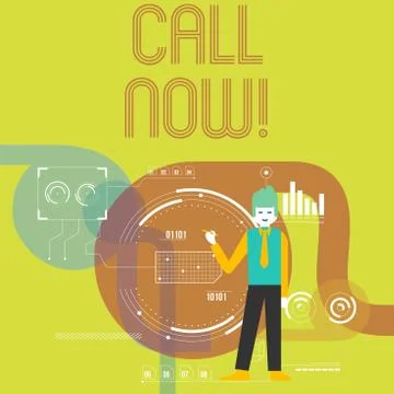 Writing note showing Call Now. Business photo showcasing announce proclaim or Stock Illustration