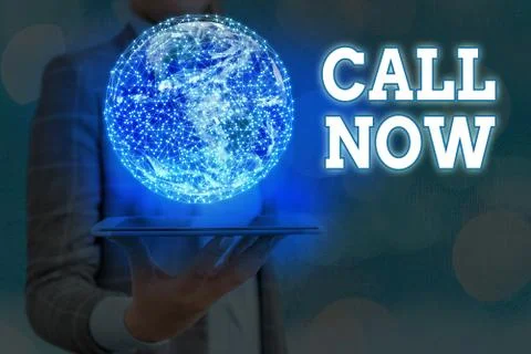 Writing note showing Call Now. Business photo showcasing Dialing a contact Stock Photos