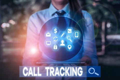 Writing note showing Call Tracking. Business photo showcasing Organic search Stock Photos
