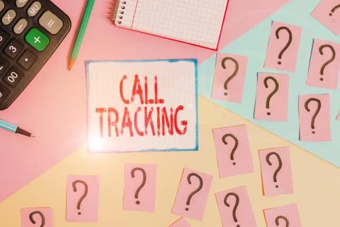 Writing note showing Call Tracking. Business photo showcasing Organic search Stock Photos