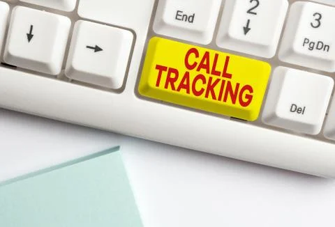 Writing note showing Call Tracking. Business photo showcasing Organic search Stock Photos