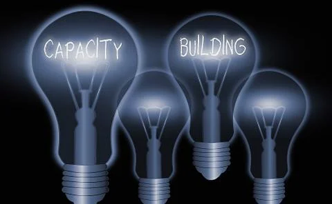 Writing note showing Capacity Building. Business photo showcasing process by Ilustración de archivo
