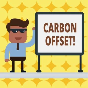 Writing note showing Carbon Offset. Business photo showcasing Reduction in Stock Illustration