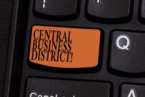 Writing note showing Central Business District. Business photo showcasing Stock Photos