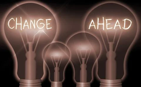 Writing note showing Change Ahead. Business photo showcasing to replace with or Stock Illustration