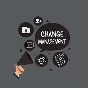 Writing note showing Change Management. Business photo showcasing Replacement of Stock Illustration