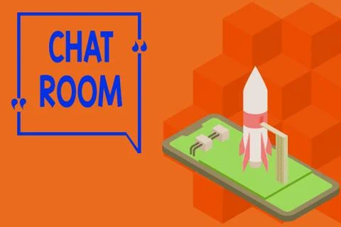 Writing note showing Chat Room. Business photo showcasing area on the Internet Stock Illustration