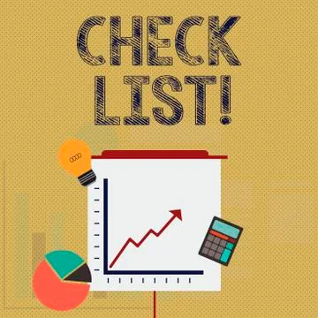 Writing note showing Check List. Business photo showcasing Items required Things Stock Illustration