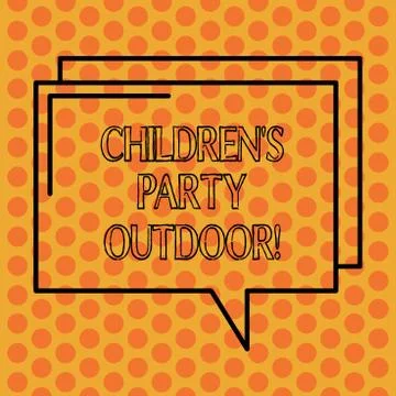 Writing note showing Children S Is Party Outdoor. Business photo showcasing Kids 스톡 일러스트