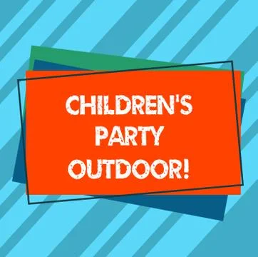 Writing note showing Children S Is Party Outdoor. Business photo showcasing Kids 스톡 일러스트