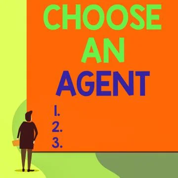 Writing note showing Choose An Agent. Business photo showcasing Choose someone Ilustração Stock