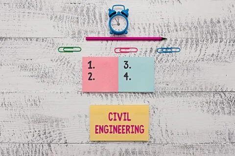 Writing note showing Civil Engineering. Business photo showcasing Planning Foto stock