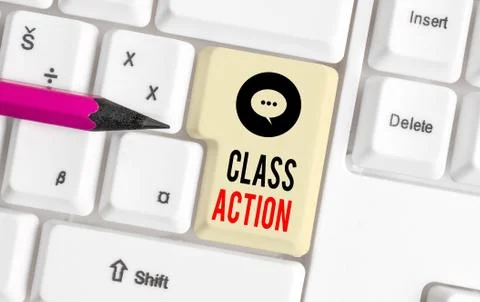 Writing note showing Class Action. Business photo showcasing lawsuit filed by 写真素材