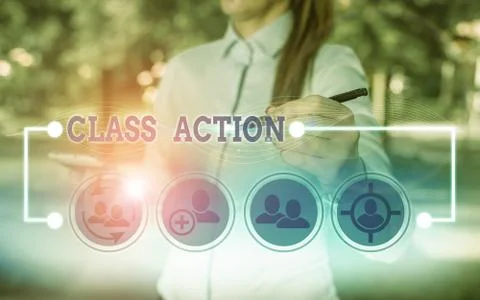 Writing note showing Class Action. Business photo showcasing lawsuit filed by 写真素材