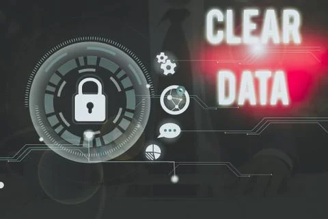 Writing note showing Clear Data. Business photo showcasing act of removing Stock Photos