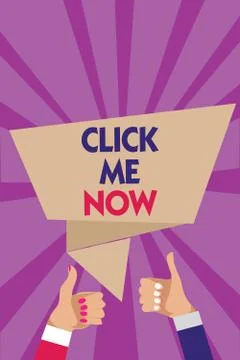 Writing note showing Click Me Now. Business photo showcasing Internet helping Stock Illustration