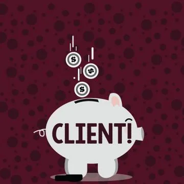 Writing note showing Client. Business photo showcasing Purchaser Customer Ilustración de archivo