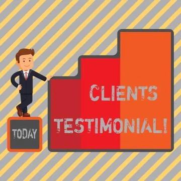 Writing note showing Clients Testimonial. Business photo showcasing Customers イラスト素材
