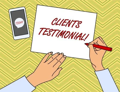 Writing note showing Clients Testimonial. Business photo showcasing Formal 스톡 일러스트