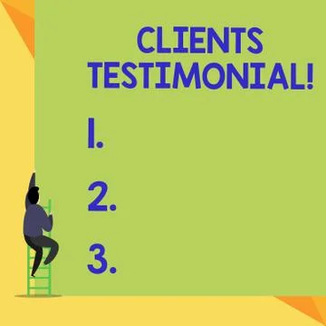 Writing note showing Clients Testimonial. Business photo showcasing Formal Stock Illustration