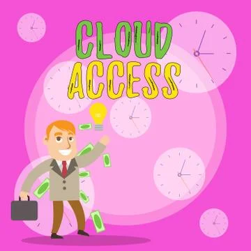Writing note showing Cloud Access. Business photo showcasing Software tool Stockillustratie