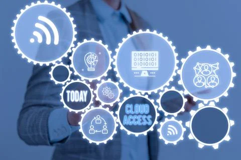 Writing note showing Cloud Access. Business photo showcasing Software tool Foto stock