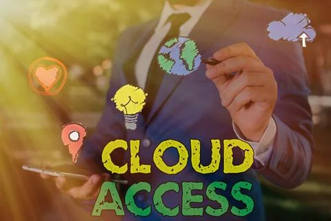Writing note showing Cloud Access. Business photo showcasing Software tool 写真素材
