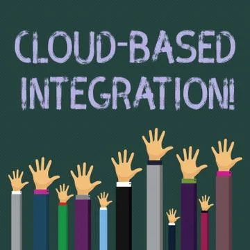 Writing note showing Cloud Based Integration. Business photo showcasing tools 스톡 일러스트